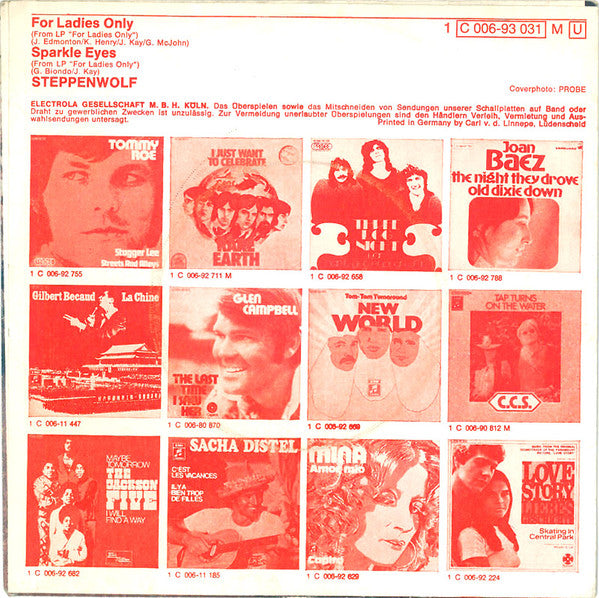 Steppenwolf : For Ladies Only (7", Single, Mono)