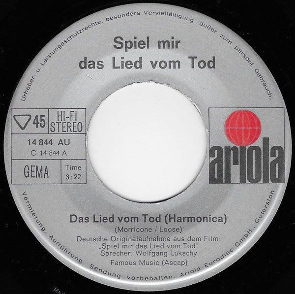 Ennio Morricone : Spiel Mir Das Lied Vom Tod (Deutsche Originalaufnahme) (7", Single)