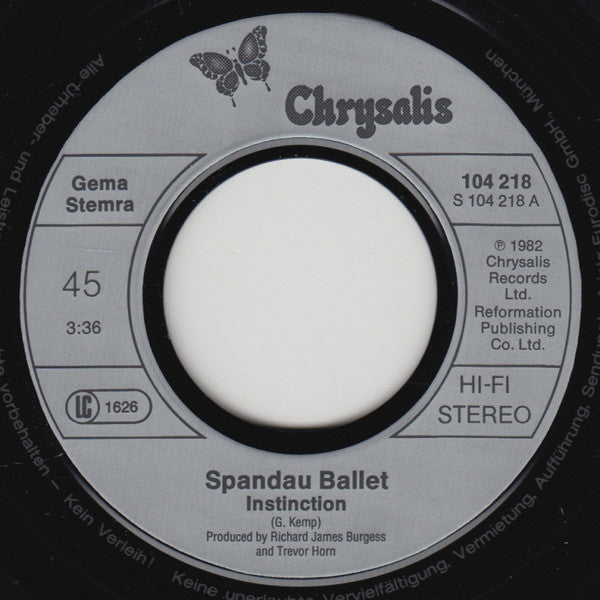 Spandau Ballet : Instinction (7", Single)