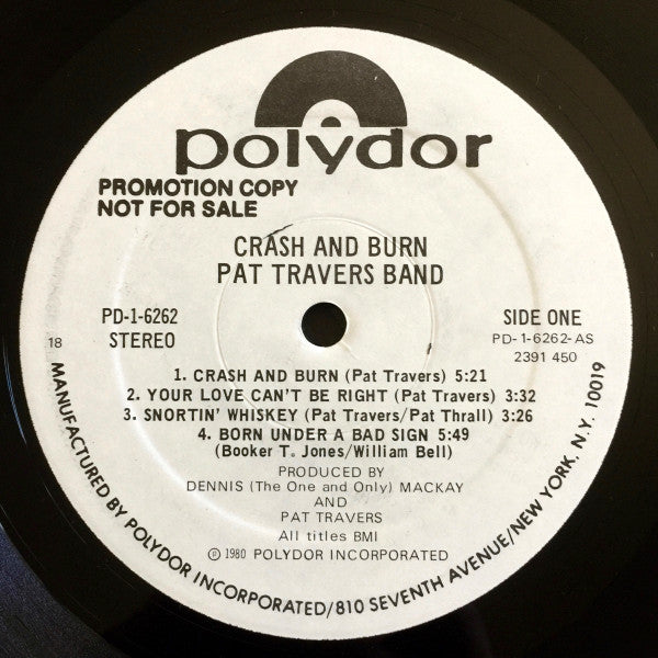 Pat Travers Band : Crash And Burn (LP, Album, Promo)