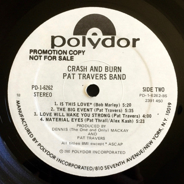 Pat Travers Band : Crash And Burn (LP, Album, Promo)