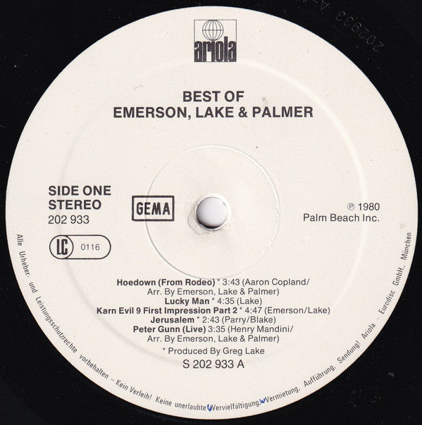 Emerson, Lake & Palmer : The Best Of Emerson Lake & Palmer (LP, Comp)
