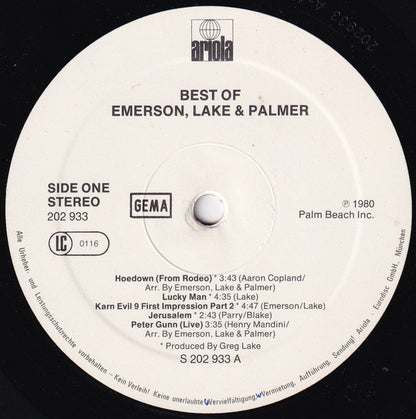 Emerson, Lake & Palmer : The Best Of Emerson Lake & Palmer (LP, Comp)