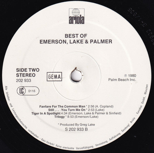 Emerson, Lake & Palmer : The Best Of Emerson Lake & Palmer (LP, Comp)