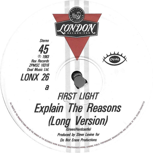 1st Light* : Explain The Reasons (18 Minutes Of First Light) (12", Single)