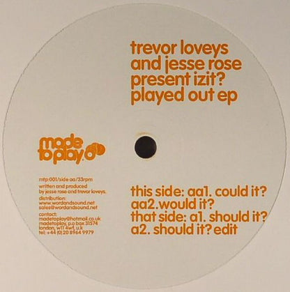 Trevor Loveys And Jesse Rose Present Izit? : Played Out EP (12", EP)