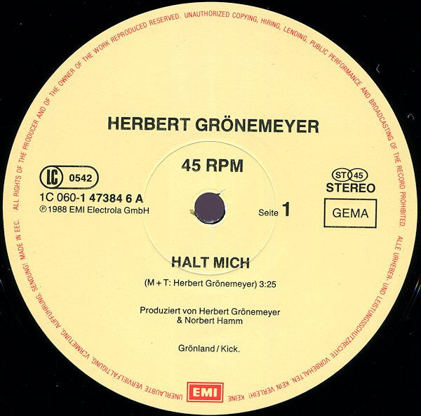 Herbert Grönemeyer : Halt Mich (12", Maxi)