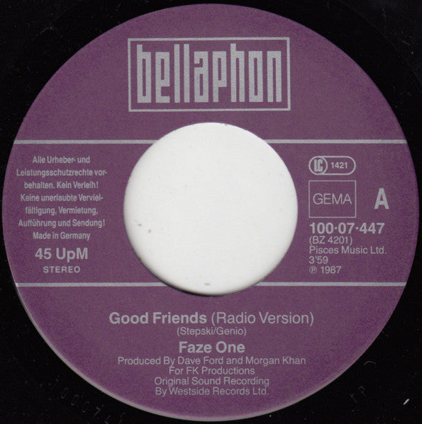 Faze One : Good Friends B/W Pleasure Seekers (7", Single)