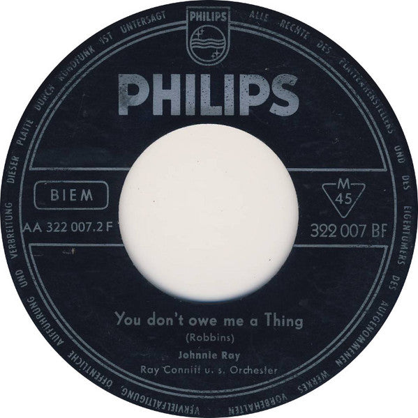 Johnnie Ray : Look Homeward, Angel / You Don’t Owe Me A Thing (7", Single)