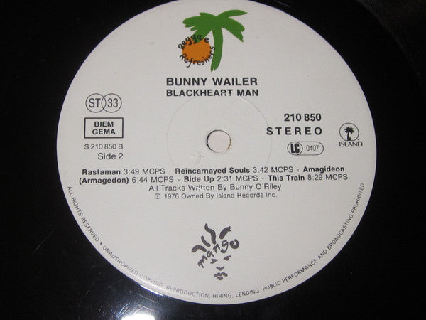 Bunny Wailer : Blackheart Man (LP, Album, RE, Gat)