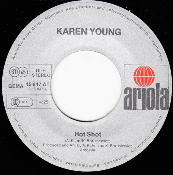 Karen Young : Hot Shot (7", Single)
