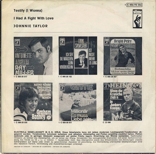 Johnnie Taylor : Testify (I Wonna) / I Had A Fight With Love (7", Single)