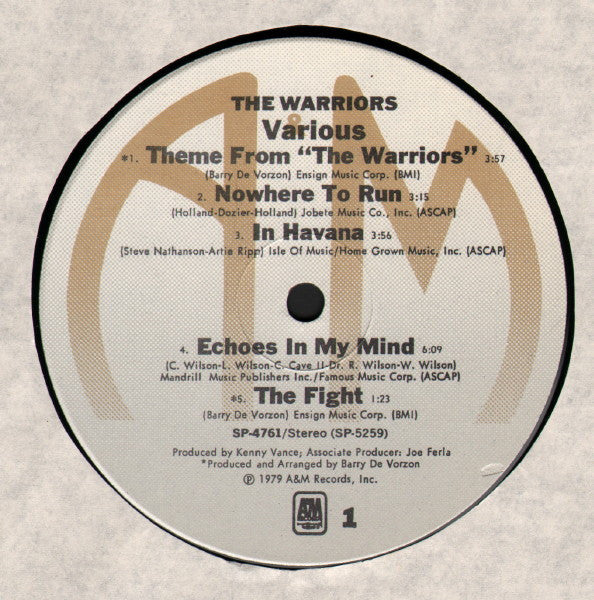 Various Artists* : The Warriors (The Original Motion Picture Soundtrack) (LP, Album, Ind)