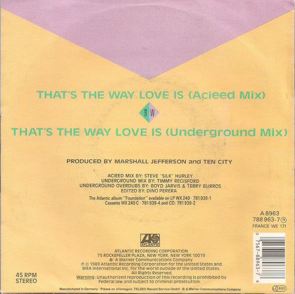 Ten City : That's The Way Love Is (7", Single)