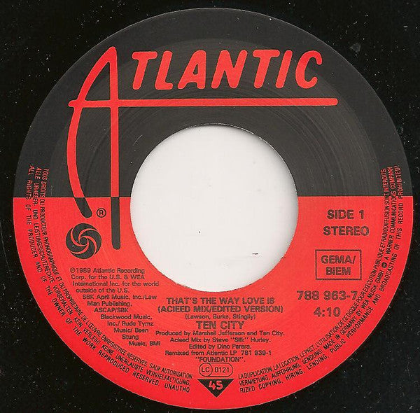 Ten City : That's The Way Love Is (7", Single)