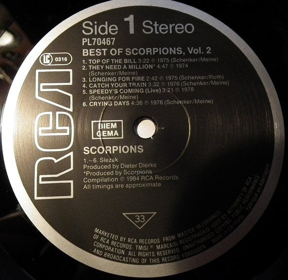 Scorpions : Best Of Scorpions, Vol. 2 (LP, Comp)