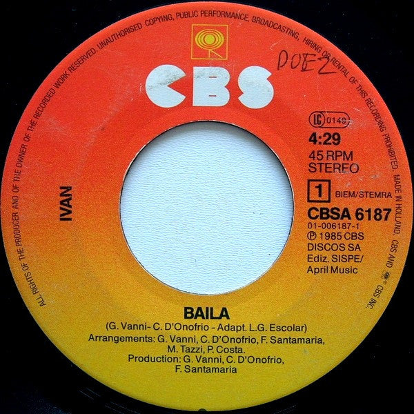 Ivan (4) : Baila (7", Single)
