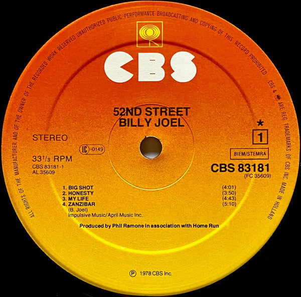 Billy Joel : 52nd Street (LP, Album)