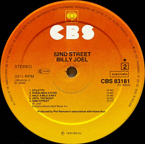 Billy Joel : 52nd Street (LP, Album)