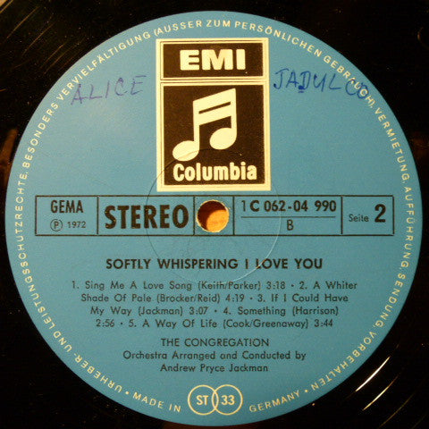 Congregation (2) : Softly Whispering I Love You (LP, Album)