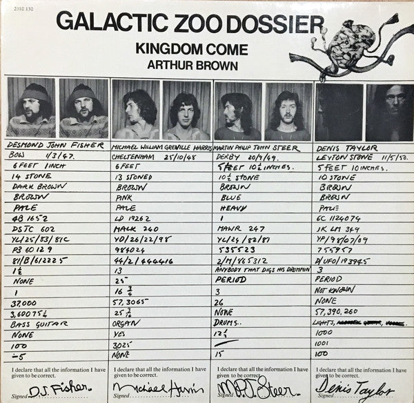 Kingdom Come Arthur Brown* : Galactic Zoo Dossier (LP, Album)
