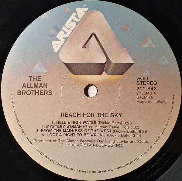 The Allman Brothers Band : Reach For The Sky (LP, Album)