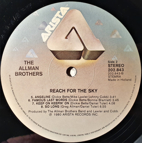 The Allman Brothers Band : Reach For The Sky (LP, Album)