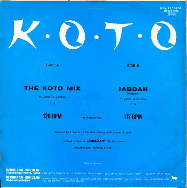Koto : The Koto Mix / Jabdah (Megamix) (12", Maxi)