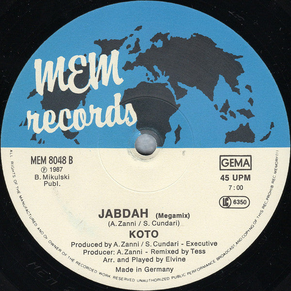 Koto : The Koto Mix / Jabdah (Megamix) (12", Maxi)