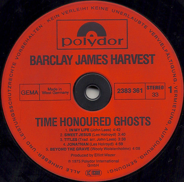 Barclay James Harvest : Time Honoured Ghosts (LP, Album, RE)