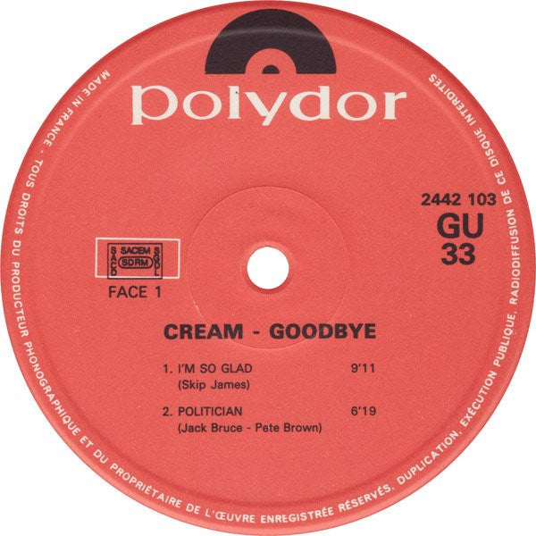 Cream (2) : Goodbye (LP, Album, RE)