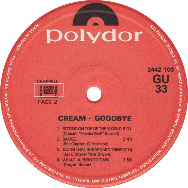 Cream (2) : Goodbye (LP, Album, RE)