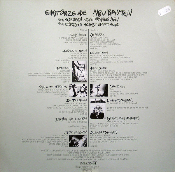 Einstürzende Neubauten : 80-83 Strategien Gegen Architekturen (LP, Comp, RM)