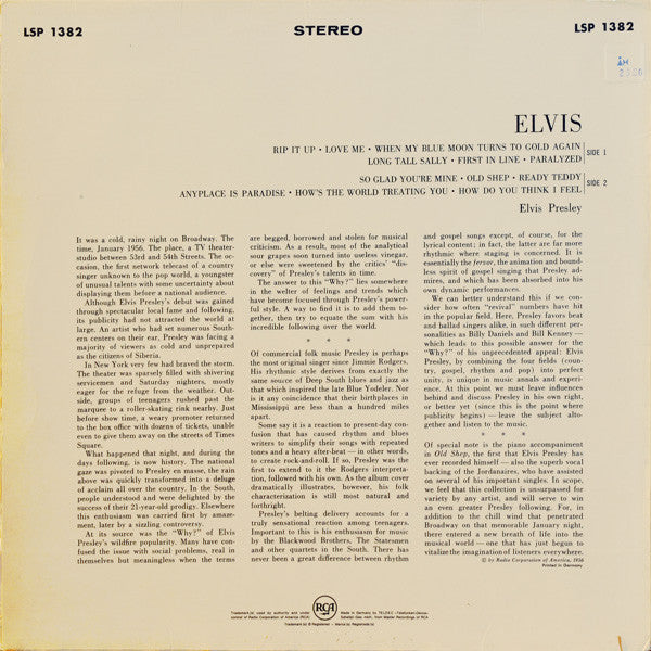 Elvis Presley : Elvis (LP, Album, RE)
