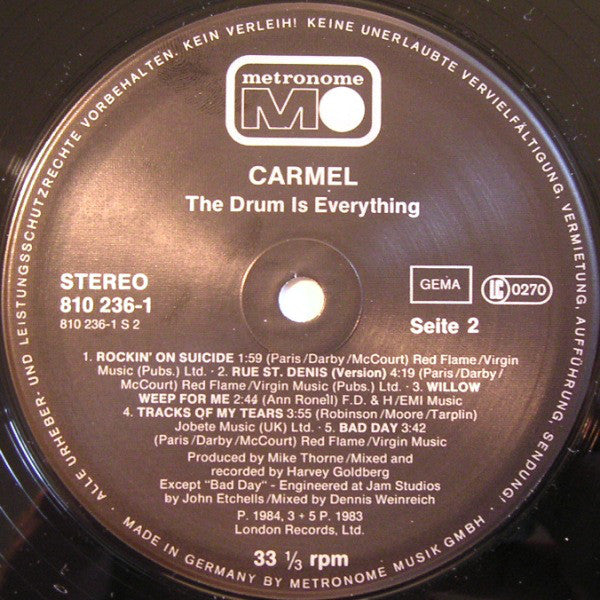 Carmel (2) : The Drum Is Everything (LP, Album)
