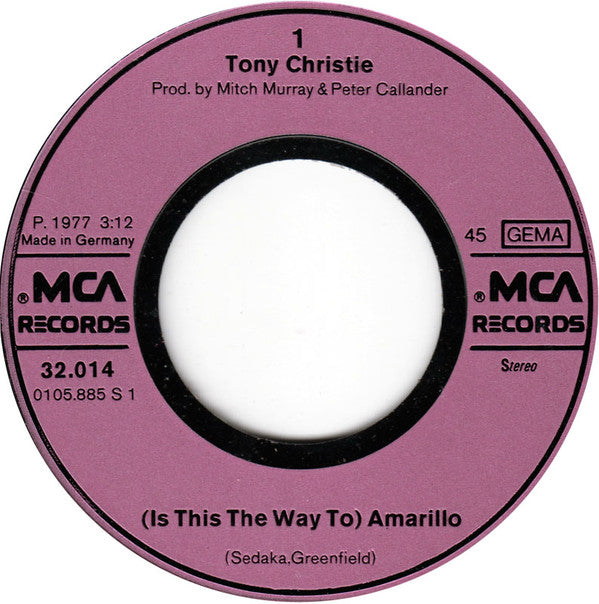 Tony Christie : (Is This The Way To) Amarillo (7", Single)