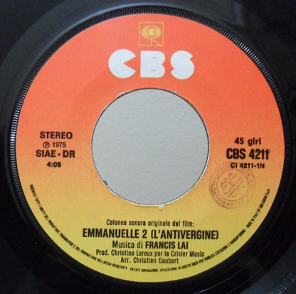 Francis Lai : Emmanuelle 2 (L'Antivergine) (7")