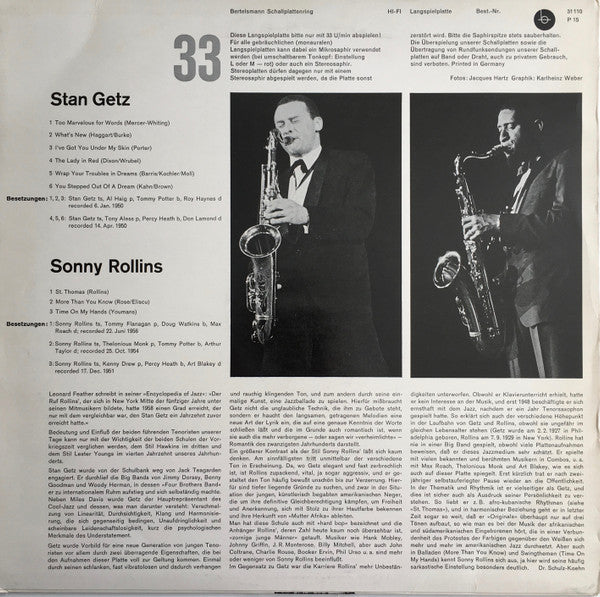 Stan Getz / Sonny Rollins : Stan Getz - Sonny Rollins (LP, Comp, Mono)