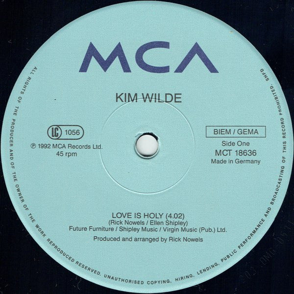 Kim Wilde : Love Is Holy (12", Maxi)