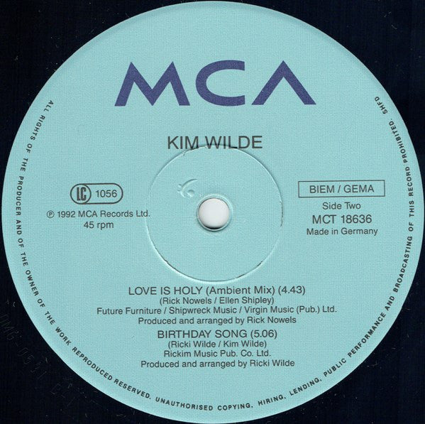 Kim Wilde : Love Is Holy (12", Maxi)