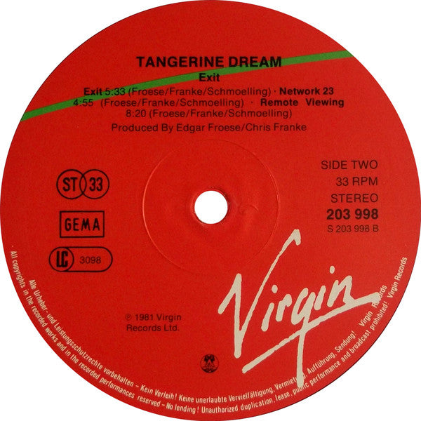Tangerine Dream : Exit (LP, Album, RE)