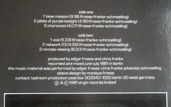 Tangerine Dream : Exit (LP, Album, RE)