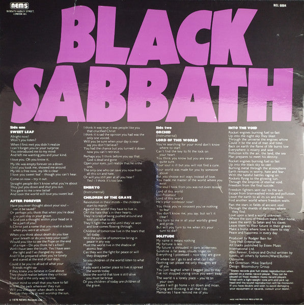 Black Sabbath : Master Of Reality (LP, Album, RE)