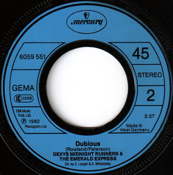 Dexys Midnight Runners & The Emerald Express : Come On Eileen (7", Single, Blu)
