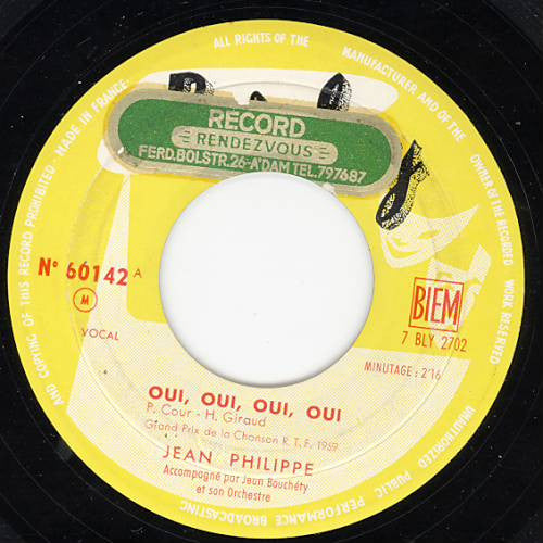 Jean Philippe (4) : Oui, Oui, Oui, Oui/Ce Serait Dommage (7", Mono)