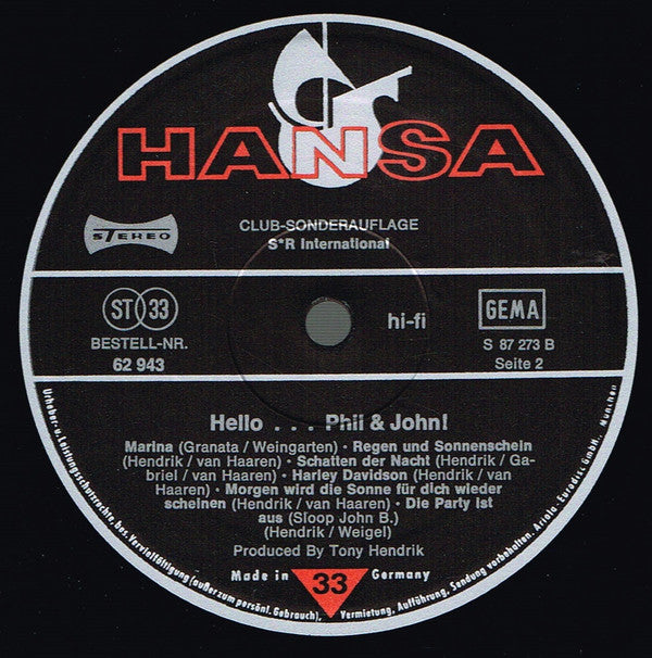 Phil & John : Hello...Phil Und John! (LP, Album, Club)