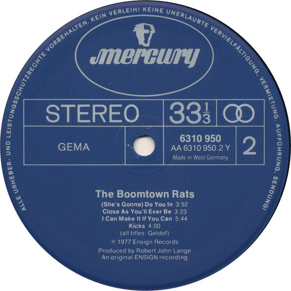 The Boomtown Rats : The Boomtown Rats (LP, Album)