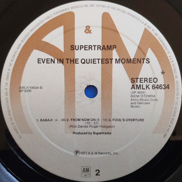 Supertramp : Even In The Quietest Moments... (LP, Album)