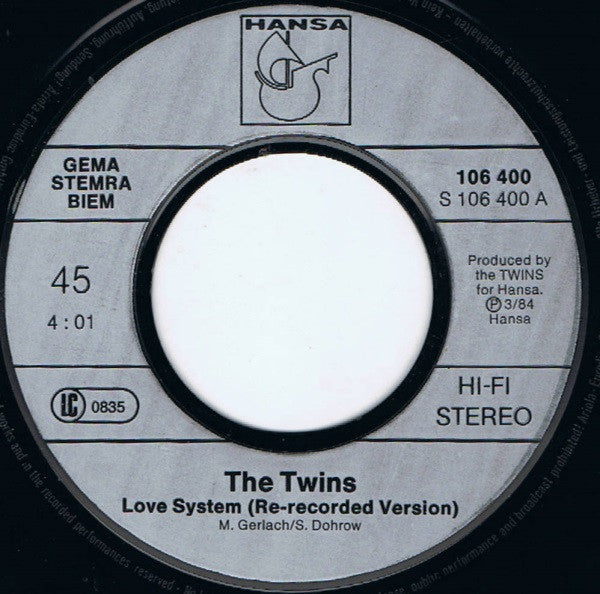 The Twins : Love System (Re-recorded Version) (7", Single)