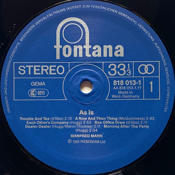 Manfred Mann : As Is (LP, Album, RE)